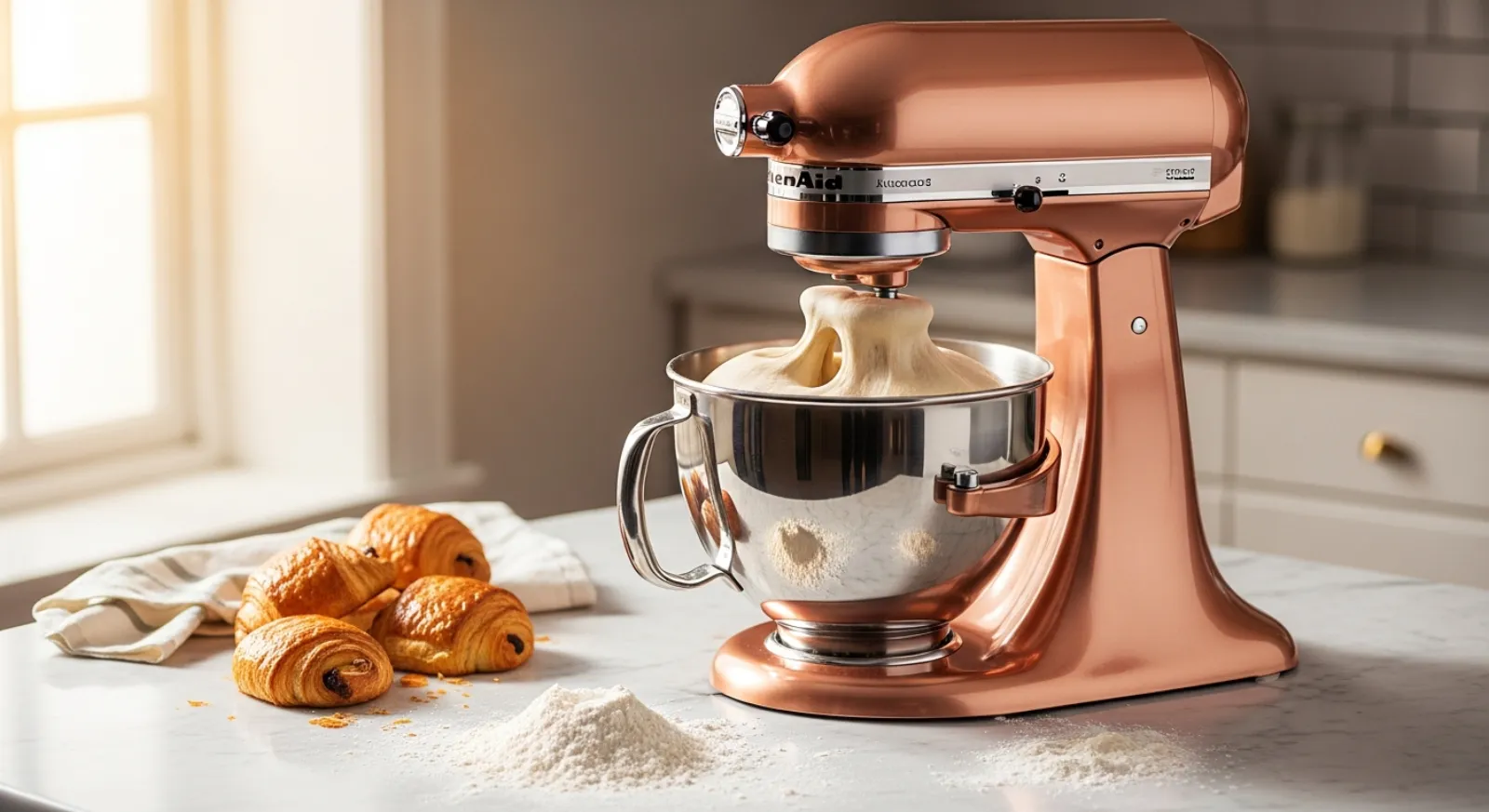 Robot patissier KitchenAid Artisan sur un plan de travail de cuisine